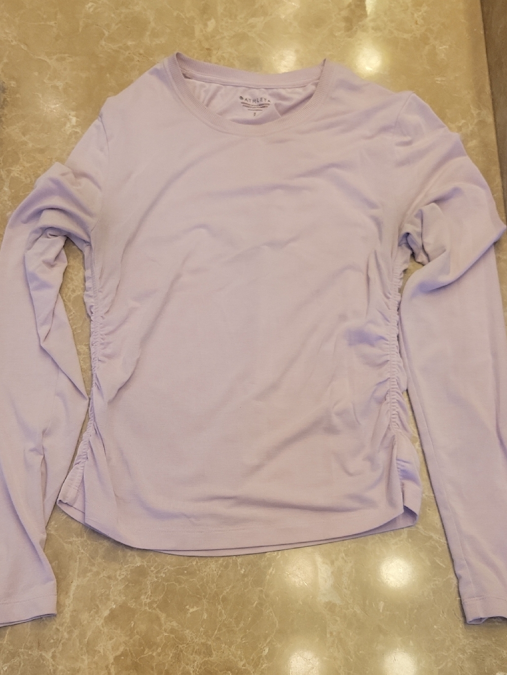 *Athleta Lavender Long-Sleeve Ruched Side Tee